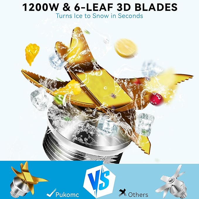 Pukomc Blender for Smoothies with 65Oz Large Capacity, 1200W Powerful Motor Blenders for Kitchen, 4 Presetting & 9 Speeds, Countertop Blenders for Ice Crush, Ice Cream, Frozen Drinks, with LED Display