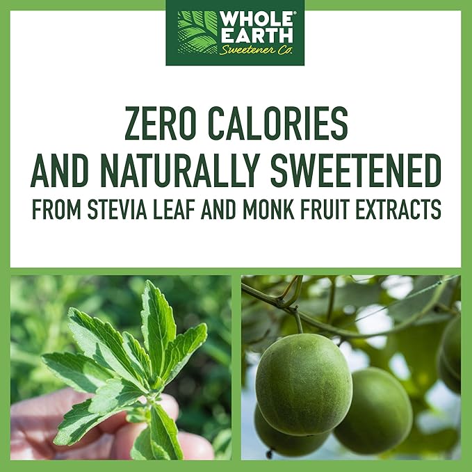Whole Earth Sweetener Co. Stevia & Monk Fruit Sweetener, Erythritol Sweetener, Stevia Packets, Sugar Substitute, Natural Sweetener, 80 Count (Pack of 12), Packaging may vary
