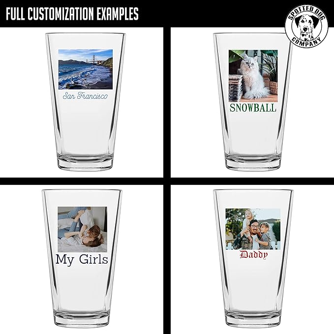 Personalized Printed 16oz Pint Beer Glass – Beer Gifts, Custom Gifts for Men, Customized Drinking Cup, Father’s Day Birthday Reunion, Funny Novelty Gift, Him Friend Brother Dad, Photo Picture Image