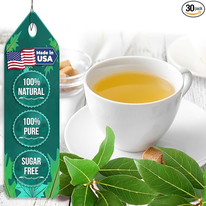 USA Fresh Bay Leaves Tea – 100% Pure, Wild-Harvested Herbal Loose Leaf Tea, Refreshing Forest Aroma, Caffeine-Free, Grown and Packed in the USA (150 Leaves)