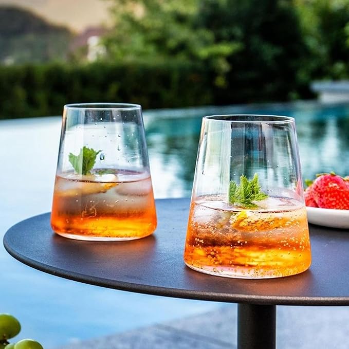 Stölzle Lausitz Red Wine Tumblers Power Set of 4, 17 1/2 oz – Modern Stemless Wine Glasses for Maximum Aroma – Flat Red Wine Glasses in Crystal Glass – Dishwasher & Break-Resistant, Made in Germany
