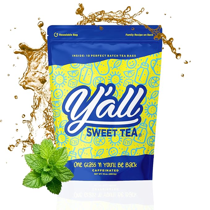 Y'all Sweet Tea - Iced Tea Bags One Gallon Size in 10 Gallons Per Pack Quick Brew Authentic Southern Ice Tea | As Seen on Shark Tank (Caffeinated)