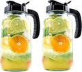 Mason Jar Pitcher 64 Oz 2 Set Sun Tea Glass Jar With Spout 2 Quart Wide Mouth Half Gallon Pitcher For Cold Brew,Fridge Breastmilk Store, Beverage Airtight Ice Tea Coffee Pitcher Water Jug Heavy Duty