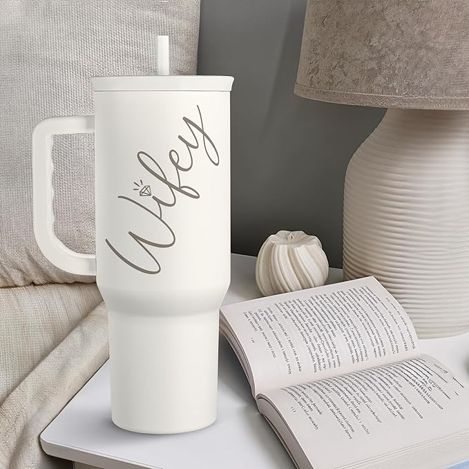 Gift for Wife from Husband – 40oz Insulated Stainless Steel Tumbler with Handle and Straw, Gifts for Anniversary, Birthday, Christmas, Valentine, Coffee Travel Mug