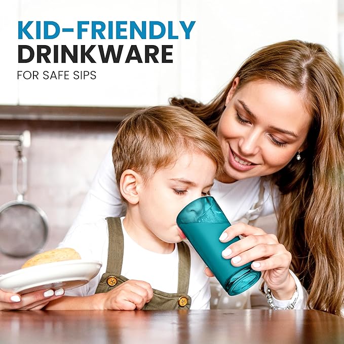Zulay Kitchen Acrylic Glasses Drinkware - 6 Piece Unbreakable Plastic Tumblers - BPA-Free, Reusable Plastic Drinking Glasses for Home & Outdoors - Lead-Free & Dishwasher Safe - Turquoise - (24oz)