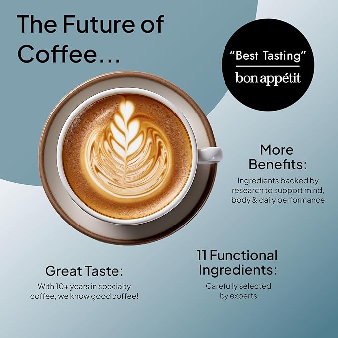 Atlas+ Coffee Superblend– Premium Mushroom Coffee with Collagen, Probiotics, D3 & B12, Lion’s Mane, Reishi, Cordyceps– for Energy, Focus, Immunity & Gut Health– 28 Servings (1 Bag)
