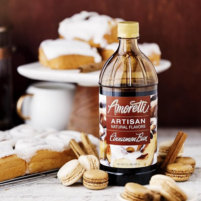 Amoretti - Natural Cinnamon Bun Artisan Flavor Paste, 2.2 lbs, Perfect For Ice Cream, Beverages, Cakes, and more, Preservative Free, Vegan, Gluten Free, No Artificial Sweeteners, Highly Concentrated