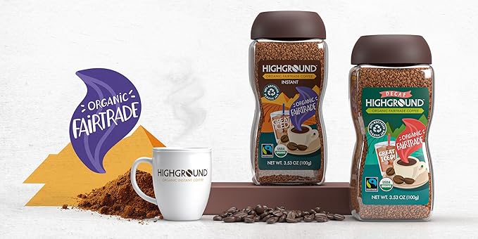 Highground Organic Decaf Instant Coffee, Vegan, 3.53 Ounces (Pack Of 6)