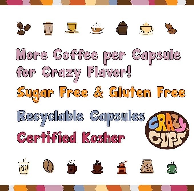 Crazy Cups Flavored Coffee in Single Serve Coffee Pods - Flavor Coffee Variety Pack for Keurig K Cups Machine from Crazy Cups, 30 Count