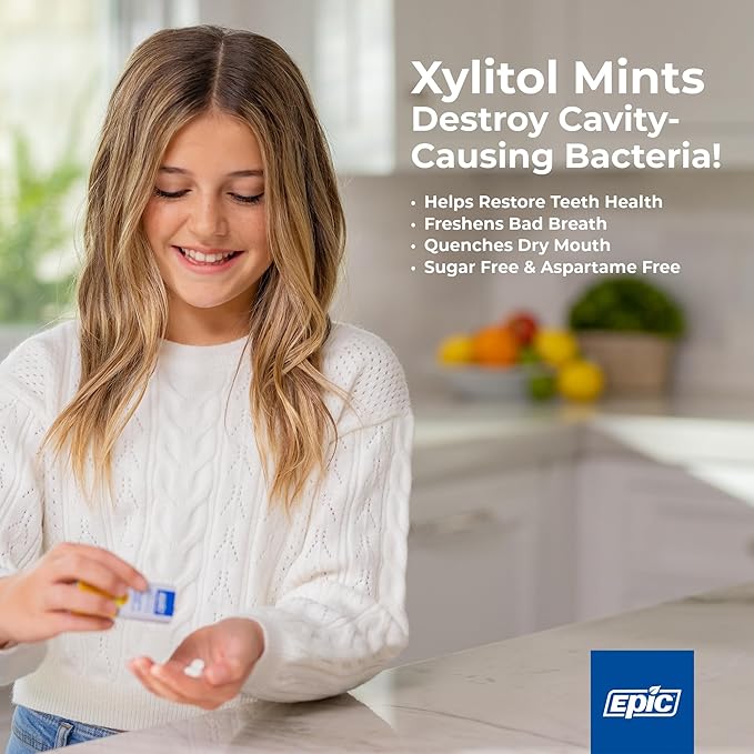 Epic 100% Xylitol Mints - Aspartame Free, Sugar Free - Fresh Fruit Flavored Mints, 55 Pieces (Pack of 10)