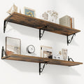 RICHFOCUS 12 Inch Deep Floating Shelves for Wall, 48" W x 12" D Wood Wall Shelves Set of 2, Wide Floating Shelves for Living Room, Bedroom, Kitchen, Bathroom and Decor Storage, Rustic Brown