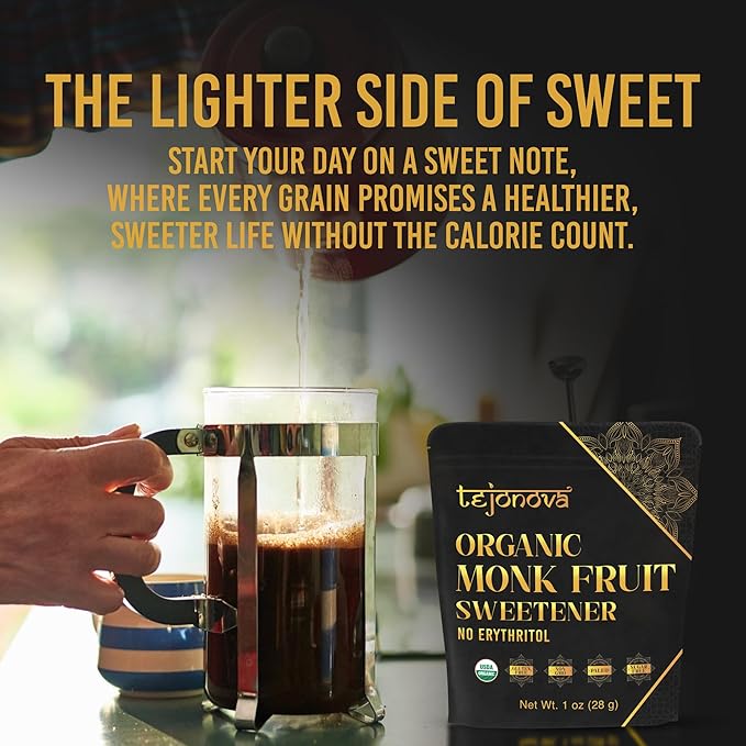 Organic Monk Fruit Powder, Pure Monk Fruit Sweetener No Erythritol, Monkfruit Sweetener Pure Goodness, Monk Fruit Sugar Susbtitute, Monk Fruit Extract Powder, 1oz 90 servings by tejonova