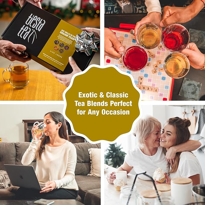 Tiesta Tea - Top Loose Leaf Tea Gift Box, High to Non-Caffeinated Assorted Blends, 5 Pouched Bags for Hot & Iced Brews Variety Pack, Green, Herbal, Black & Fruit