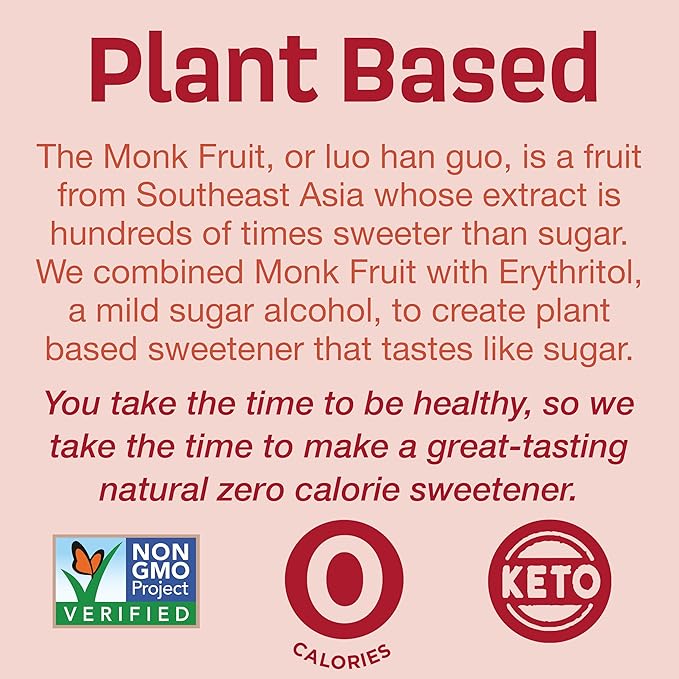 Splenda Monk Fruit Zero Calorie Plant Based Granulated Sweetener, 3 Pound Resealable Bag