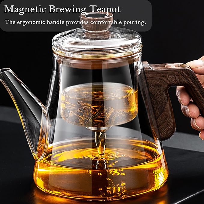 Small 25.4oz Enchanted Glass Teapot, YJX Magnetic Brewing Tea Pot Designed for Convenience, Witchcraft Magic Tea with Infuser for Loose Leaf and Herbal Teas(750ml)