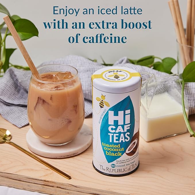 The Republic of Tea — HiCAF Toasted Coconut Black Tea, 50 Tea Bags, High in Caffeine