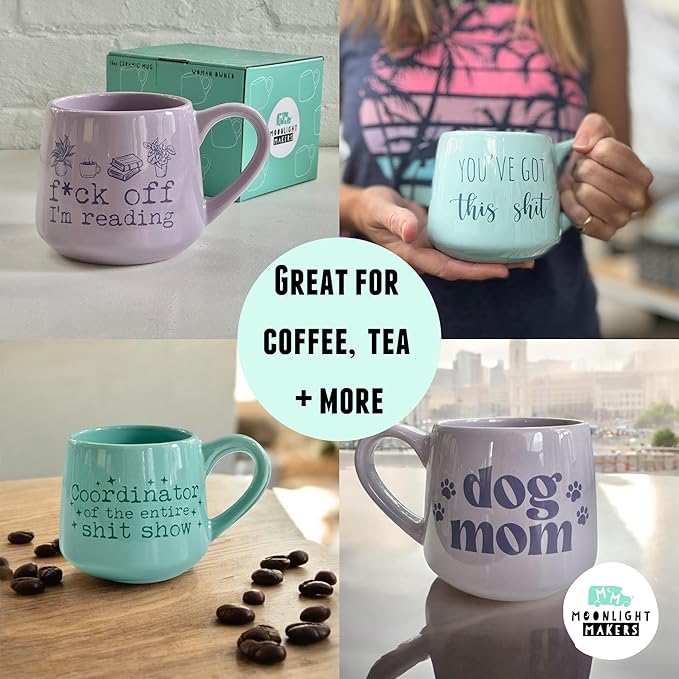 Moonlight Makers Dog Mom Ceramic 16oz Coffee Mug, Coffee Lovers Gift Ideas, Funny Novelty Coffee Cups, Cute Pastel Mugs for Women, Tea Mug