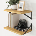 Axeman Deep Floating Shelves - 20 Inch Floating Shelves Set of 2-12 Inch Deep Oak Wall Shelves for Living Room Bathroom Kitchen