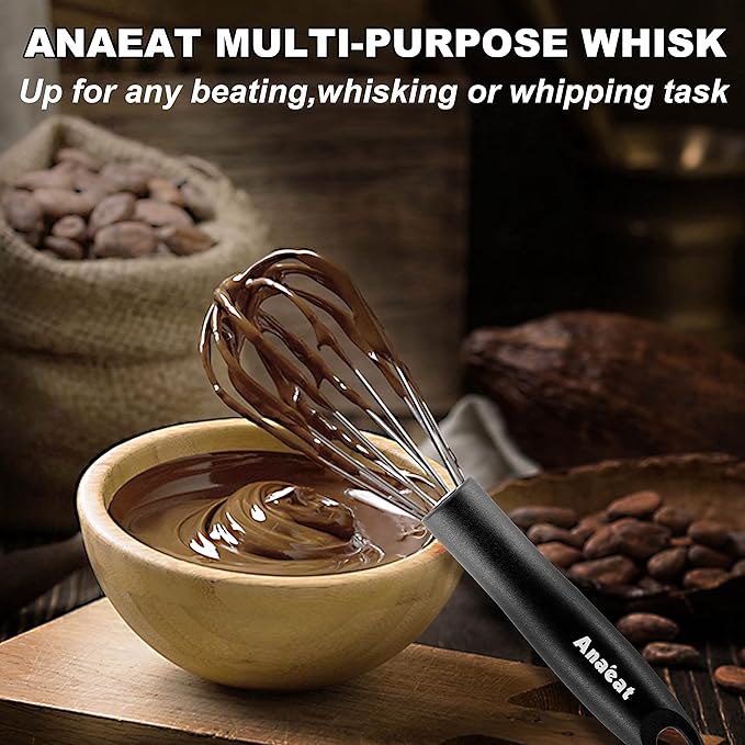 3 Packs Stainless Steel Whisk Set - Balloon Whisk, Anaeat Thick Stainless Steel Wire ＆ Strong Handles, Egg Beater for Cooking, Blending, Whisking, Beating and Stirring (9"+11"+12")