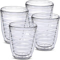 12oz Insulated Tumblers Plastic - Great for Iced Coffee & Hot Drinks, 4 pack Clear Double Wall Insulated Drinking Glasses Cups, BPA-Free, Dishwasher Safe Reusable Cups, Camping, Travel, Kitchen, Party
