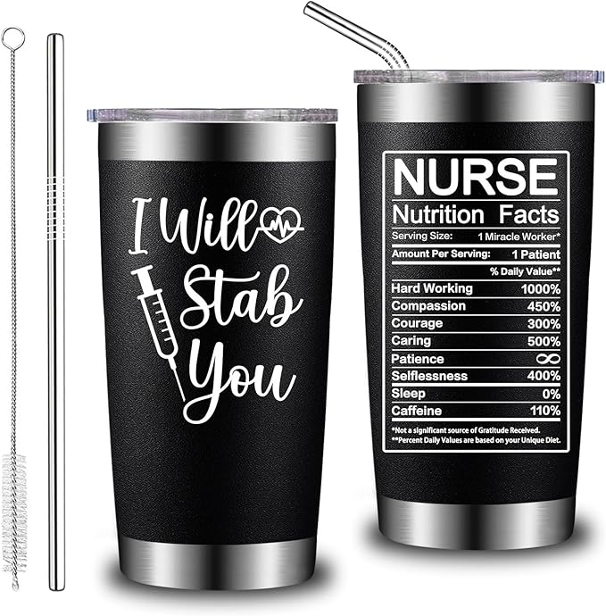 Nurse Gifts for Women - Nurses Week Gift - Nurse Graduation Appreciation Christmas Gifts for Nurses, Practitioner - 20oz I Will Stab You Tumbler Cup