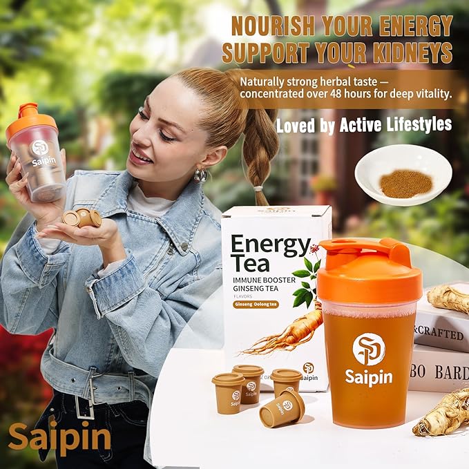 SAIPIN Ginseng Tea, 20 Pack 100% Pure Organic Ginseng Powder, No Additives, Non-GMO, Premium Instant Tea, Kidney, Energy & Immune tea for Women & Men, freeze-dried powder, Hot And Cold Soluble