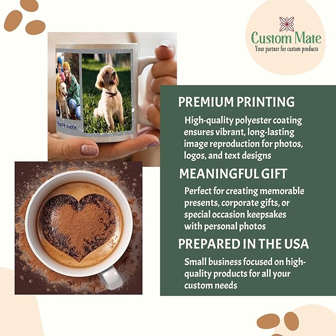 Custom Photo Ceramic Coffee Mug, Jumbo Sized-20oz, Glossy or Matte Finish (10 Box)