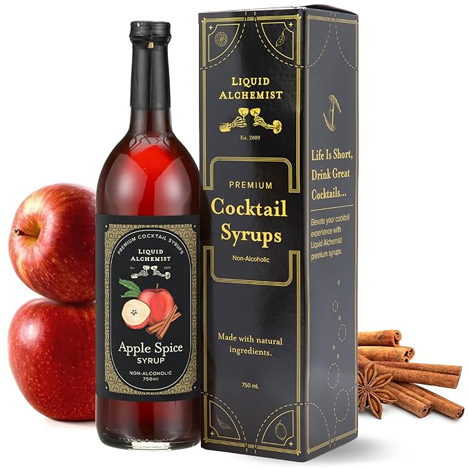 Liquid Alchemist Apple Spice Syrup for Cocktails - Real Ingredients Make our Apple Syrup for Drinks Perfect for a Fall Themed Old Fashioned Mix (25.4 oz)