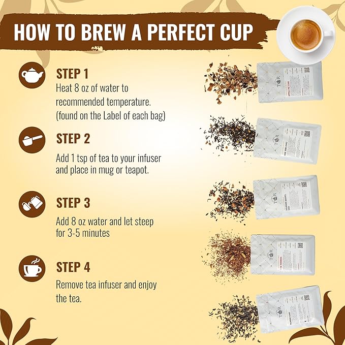 Tea Runners Chai Tea Variety Pack – Apple Pie, Bourbon Barrel, Chai Rooibos, Mumbai, Rise and Chai – Loose Leaf Tea Sampler – Spiced Black & Rooibos Blends – 0.75 oz Each, Pack of 5