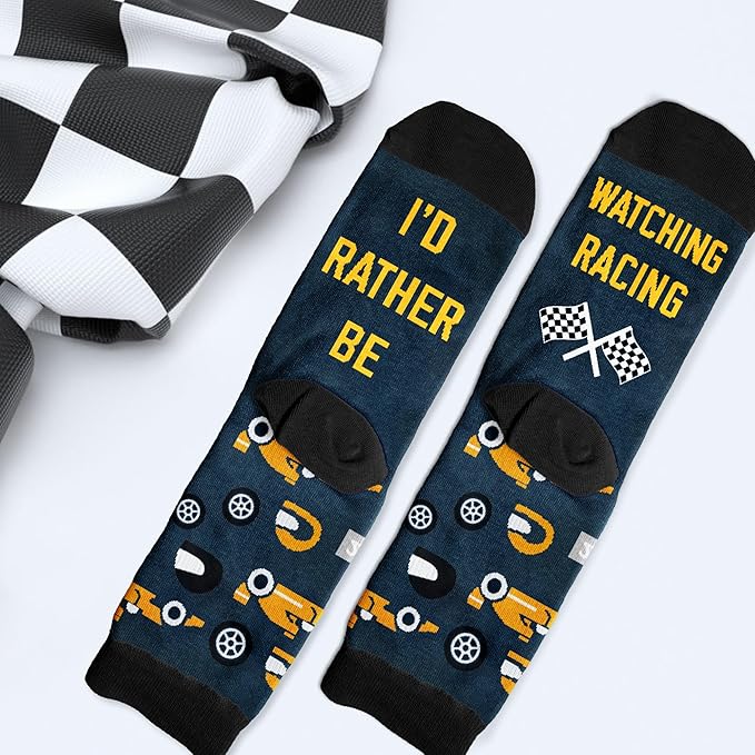 VICRAZY Racing Car, Sport Car Socks for Men, Women - Formula 1 Gifts, Racing Socks, Stocking Stuffers for Men, Women