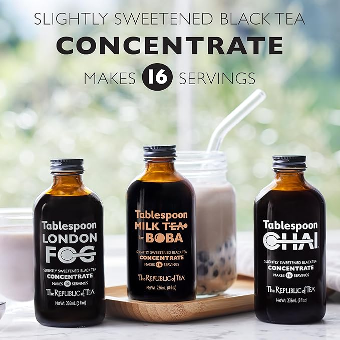 The Republic of Tea – Tablespoon Milk Tea for Boba Concentrate, Black Tea, 16 Servings