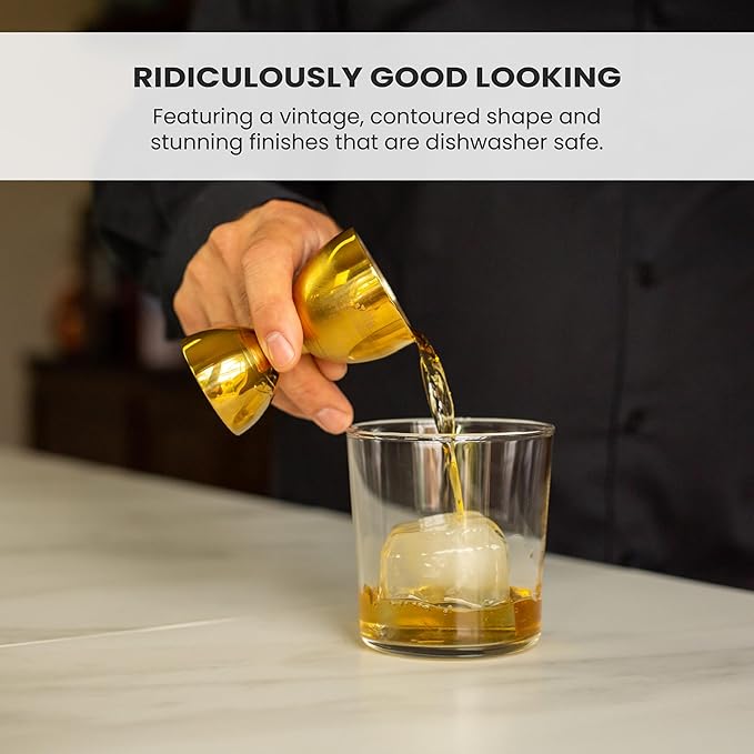 A Bar Above Premium Bell Jigger, with 10 Measurements Inside, Professional and Heavy-Duty, 304 Stainless Steel Cocktail Double Jigger, for Bartending, 1-Pack, Black