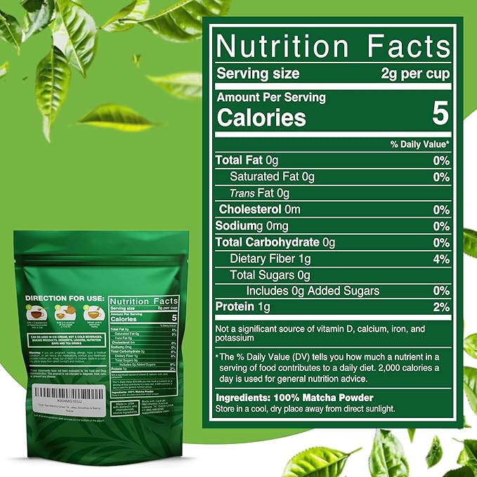 Organic Matcha Green Tea Powder (4-Oz) – Certified USDA Organic Powder for Matcha Latte, Tea, and Smoothies – Kosher, Non-Gmo, Antioxidant Rich Fruit Tea by Total Tea