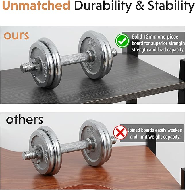 Simple Deluxe Kitchen Bakers Rack with Power Outlet, Coffee Bar Accessories Table, 4-Tier Adjustable Storage Shelf for Spices, Freestanding Appliance Organizer, 31.5 Inch, Gray