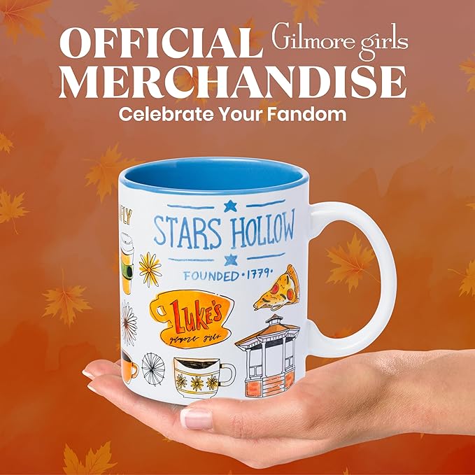 Silver Buffalo Gilmore Girls Destination Locations Icons Ceramic Mug, 20 Ounces