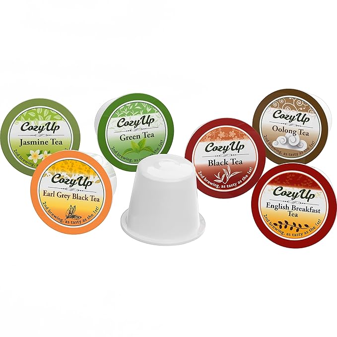Cozy Up 36-Count 6 Flavors Variety Pack Tea for Keurig K-Cup Brewers, Including Green, Black, Jasmine, Earl Grey, English Breakfast, Oolong Tea
