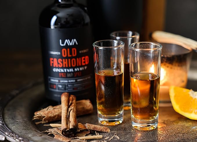 LAVA Premium Fire & Spice Cinnamon Whiskey Spicy Old Fashioned Cocktail Mix 16oz, Makes 32 Cocktails, Made with Aromatic Bitters, Demerara, Cinnamon, Cayenne Pepper. Just Add Whiskey.