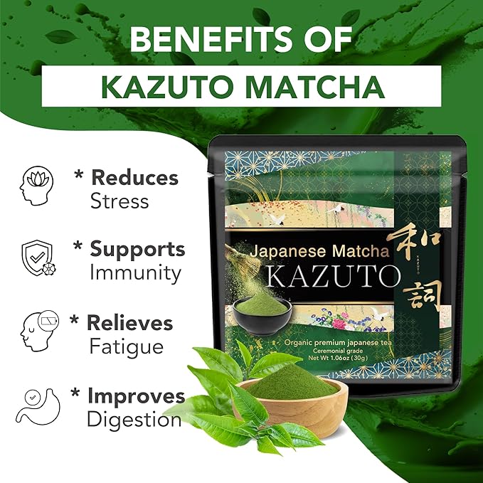 Kazuto Imperial Ceremonial Grade Matcha Green Tea Powder - Premium First Harvest Single Origin USDA Organic Gluten-Free Vegan, 100% Pure Unsweetened No Additives from Shizuoka 1.06oz