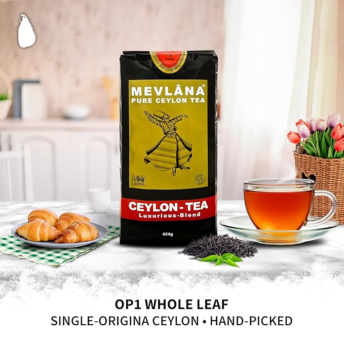 Mevlana - Pure Ceylon Loose Leaf Tea | Premium Black Tea Leaves | Rich & Smooth Sri Lankan Blend | Naturally Fresh | Perfect for Tea Lovers & Iced or Hot | OP 1 Grade | 1lb 454g