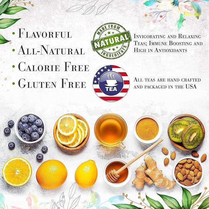 Orange Almond Black Tea by La Tea Dah, Gourmet Almond Tea Made with Black Tea Leaves, and Orange Peel, Blended in the USA, Perfect Tea Gift, Contains Caffeine (12 Sachets)