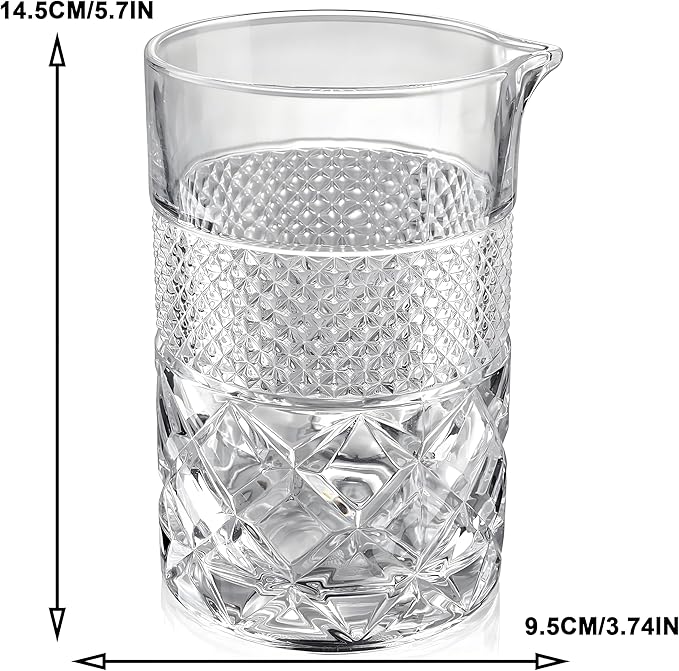 6-Pack Cocktail Mixing Glass - 21oz Lead-Free Hand Blown Barware with Professional Bartender Kit - for Martini, Manhattan, Old Fashioned - Premium Home Bar Gift for Wedding Anniversary Birthday