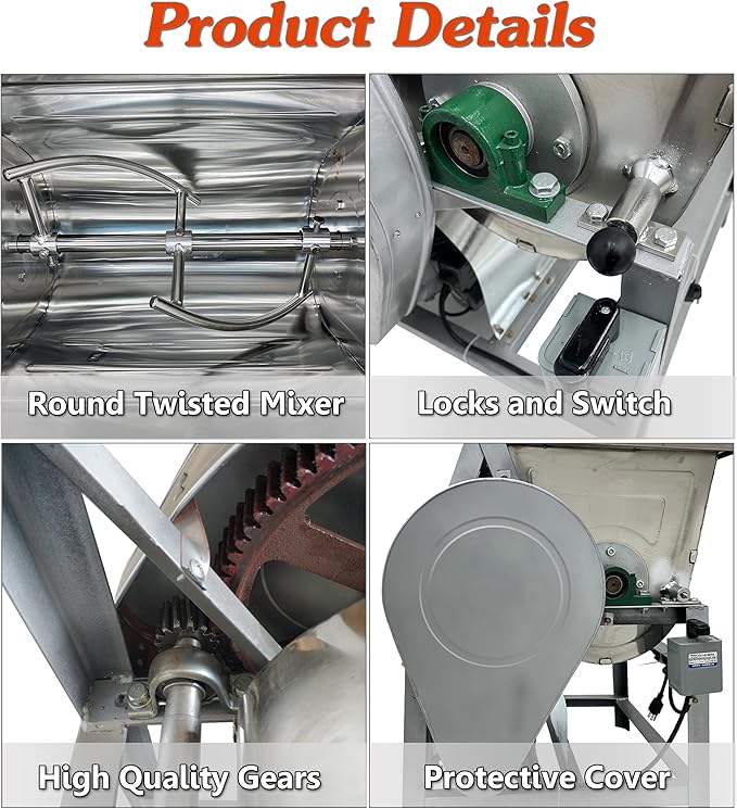 INTSUPERMAI Commercial 15KG Dough Mixer Machine Electric Flour Mixer with 90 Degree Tilt Bowl for Dough Mixing Kneading Capacity 30QT 1500W