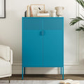 Metal Storage Cabinet,Kitchen Pantry Storage Cabinets with Doors,Buffet Cabinet with 2 Adjustable Shelves,Blue Pantry Cabinets,Steel Sideboard for Home,Shoes,Office,Dining Room