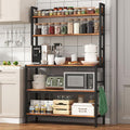 Kitchen Bakers Rack with Storage Shelves,5-Tier Free Standing Storage Shelf Rack with Hooks,Industrial Microwave Stand Shelf for Dining Room