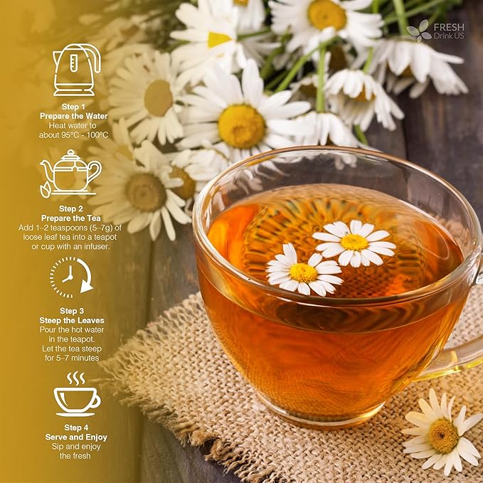 FreshDrinkUS, Chamomile Mint Tea Bags | 75 Count | Refreshing Herbal Blend of Chamomile Flower, Peppermint, Lemon Balm & other herbs – Smooth Floral & Minty Flavor – Premium Quality, Caffeine-Free