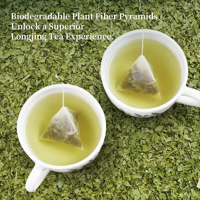 ZenVerdant USDA Organic Longjing Green Tea Bags, 40 Count | Plant-Based Fiber | Authentic Dragon Well | Individually Wrapped Quick Brew