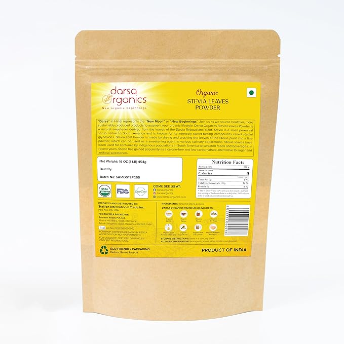 Stevia Powder 16 oz - Premium Grade USDA Organic Certified Plant Based Stevia Extract Powder for Cooking & Baking, Pure Natural Sweetener, Zero Calorie Sugar Substitute, Non-GMO, Gluten-Free, Vegan, No Erythritol or Additives