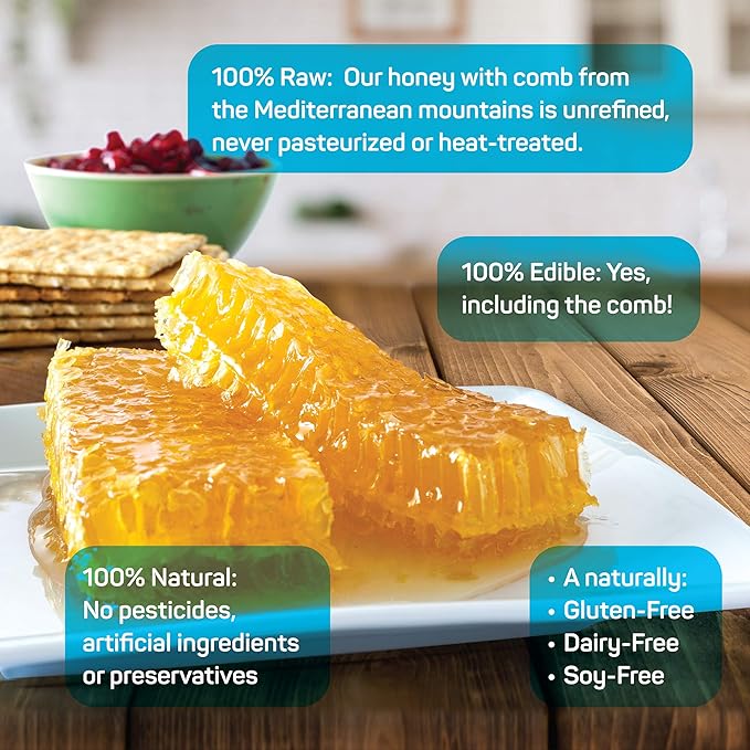 Papa Palermo Honeycomb 100% Edible, All-Natural, Gourmet Raw Honeycomb, No Additives, No Preservatives - 4-Pack x 7 oz (Total 28oz)