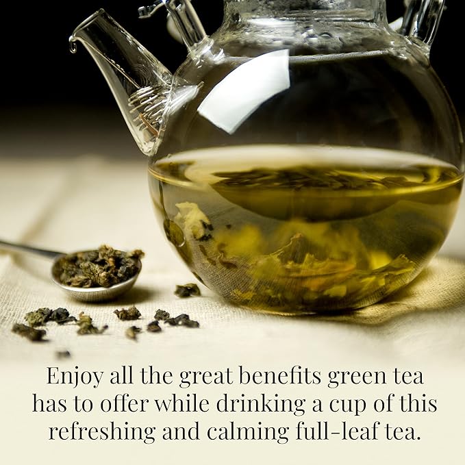 The Republic of Tea Moroccan Mint Green Full-Leaf Loose Tea 3.5 Oz Bag, Steeps 50 Cups | Caffeinated