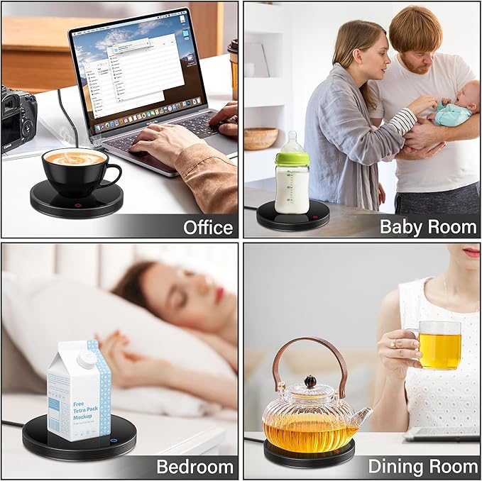 Coffee Cup Warmer, Mug Warmer for Desk, Electric Cup Beverage Warmer Plate with 2 Temperature Settings for Tea, Water, Cocoa, Milk, Auto Power Off